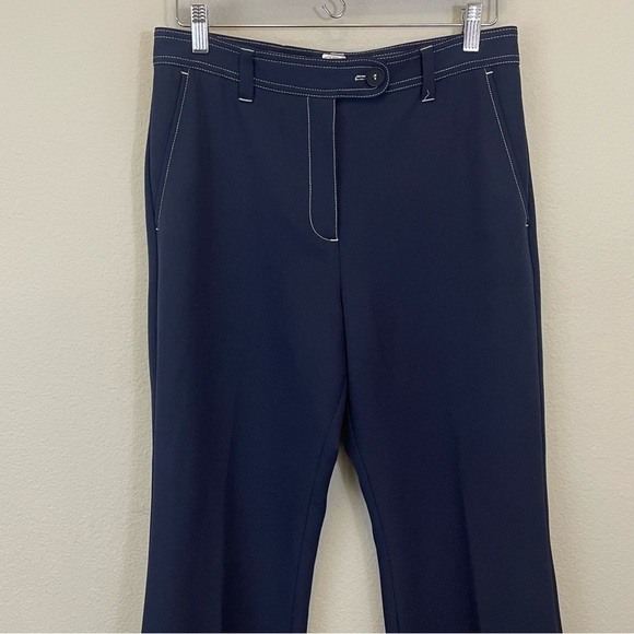 STINE GOYA Midnight‎ Blue Bob Heavy Woven Flare Cropped Dressy Pants Size Medium - Picture 3 of 9